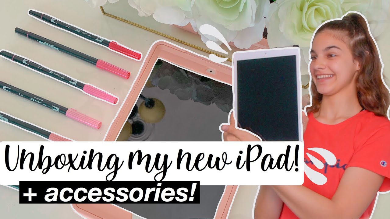 iPad unboxing 🍎 + Apple Pencil ✏️& Cute Accessories 🎀 | 7th Generation 10.2"  iPad 2020