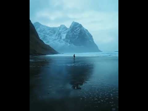 Black sand beach in Norway