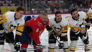Ovechkin pregame pictures with Crosby, Malkin & Letang