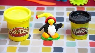Play Doh Fun - Making a Snowboarding Penguin - Kinder Playtime
