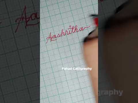 Aashritha name in beautiful cursive handwriting #shorts #fahadcalligraphy