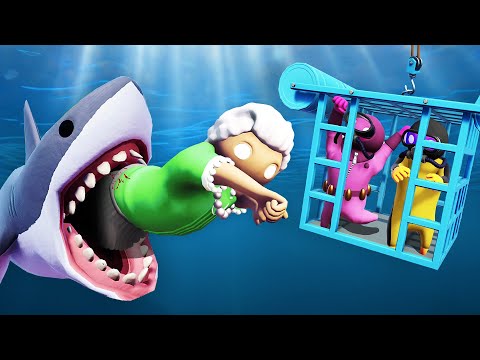 Saving GRANNY from SHARKS... (Gang Beasts)