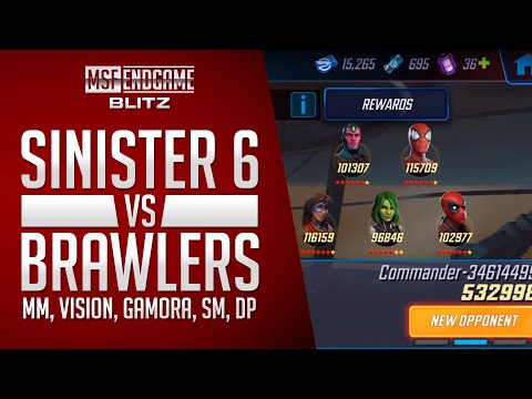 Marvel Strike Force - Sinister 6 vs Brawlers 195k Punch Up