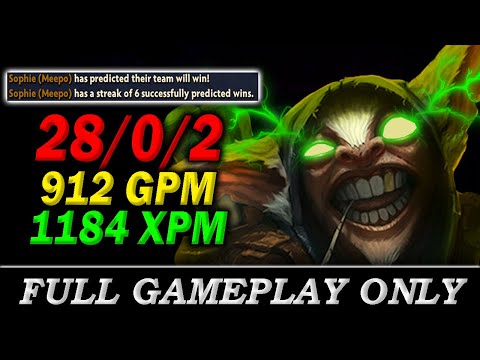 6 WINSTREAK UNSTOPPABLE MEEPO, 28 Kills, 0 Death, 912 GPM, 1184 XPM - Full Gameplay Meepo #261