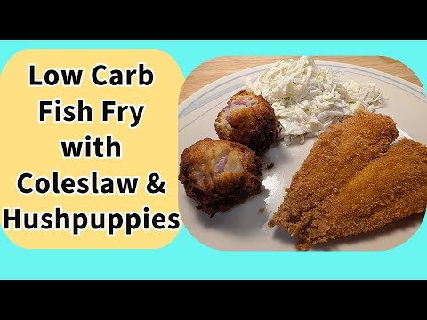 Low Carb Fish Fry with Coleslaw & Hushpuppies #lowcarb #keto