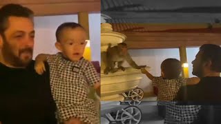 Salman Khan and his little niece Ayat feed bananas to monkeys | Cute Video
