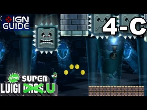 New Super Luigi U 3 Star Coin Walkthrough - Frosted Glacier Castle: Wendy's Thwomp Castle