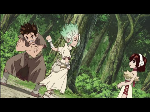 Senku taiju yuzuriha meet each other | Kohaku almost fell for taiju