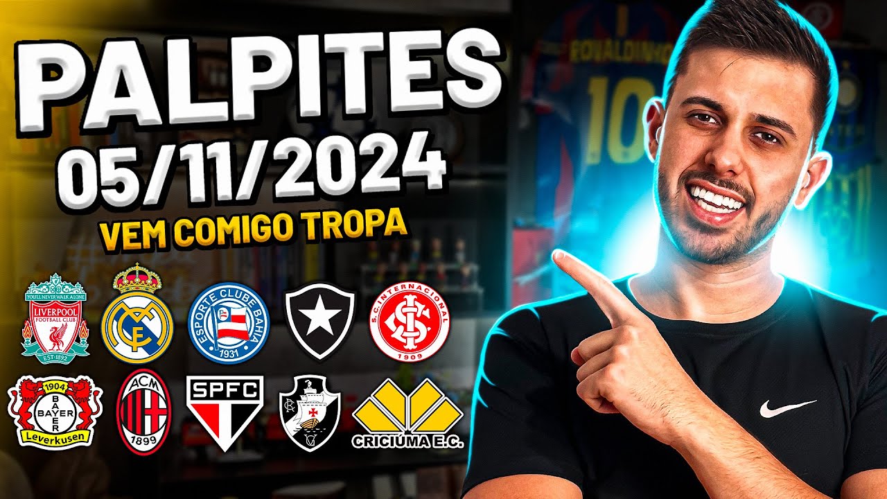 PALPITES DE FUTEBOL DO DIA 05 11 2024 + BILHETE PRONTO