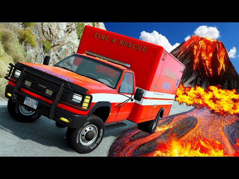 If you aren't fast enough...the LAVA EXPLODES YOU! - BeamNG MP LAVA ESCAPE