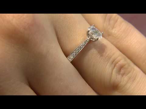 PR1045 Milgrain Oval Cut Side Stone Diamond Engagement ring