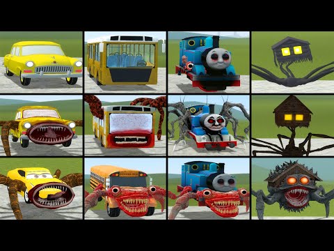 EVOLUTION OF MONSTER: CAR EATER, SCHOOL BUS EATER, TRAIN EATER, MONSTER HOUSE AND FRIENDS IN GMOD!!