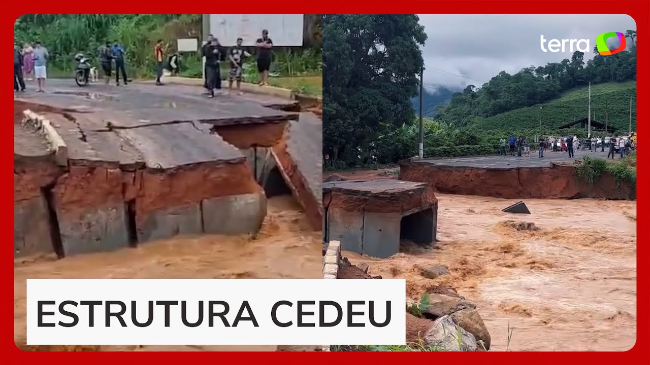 Temporal causa forte enxurrada, que destrói ponte no interior do Espírito Santo