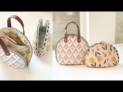 Dome Bag | Sewing bag with Zippered Pocket | How to attach Leather Handles