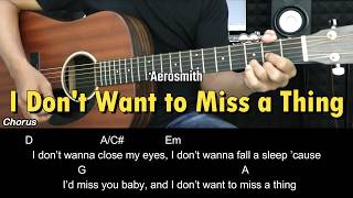 I Don't Want to Miss a Thing - Aerosmith | EASY Guitar Tutorial with Chords / Lyrics