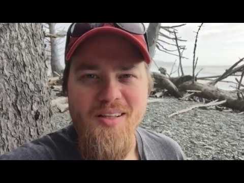 Overcast day at Rialto beach near La Push / Forks, Washington (4k drone footage)