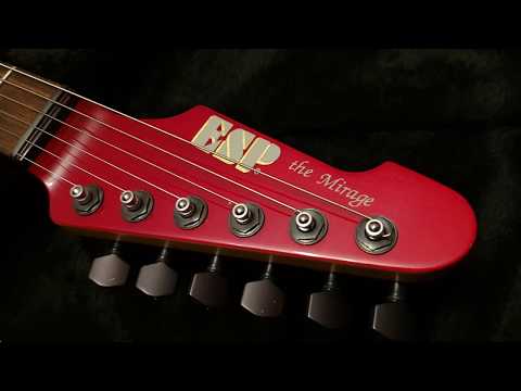 Esp Custom Guitars: The Mirage Deluxe Red Ash Wilkinson Tremolo Up Close Guitar Video Review