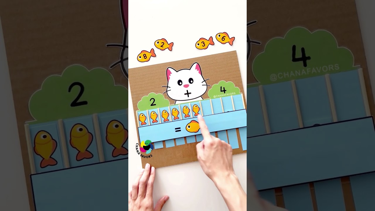 Kids Activity 🧩 | Cat and Fish Math #printables #chanafavors #kidsactivities #earlymaths #shorts