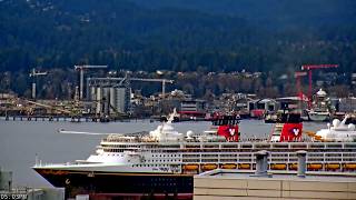 PERFECT Disney Wonder Departure | First Cruise Ship of Vancouver’s 2026 Season- Stunning Sailaway!