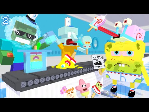 🧊 Work At Bikini Bottom Popsicle Place - Minecraft Animation