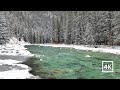 8 Hours Meditative Sounds Of A Flowing Mountain River In Winter 4K UHD White Noise For Sleeping