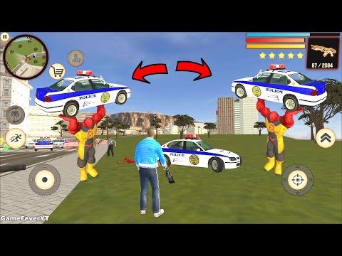 Stone Giant Rope Hero (Red Stone Man With Limousine Car) Police Jeep Car Throw - Android Gameplay HD