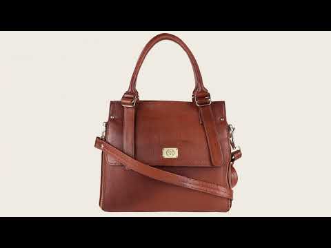 Fashionable tan s.k.leather ladies designer handbag