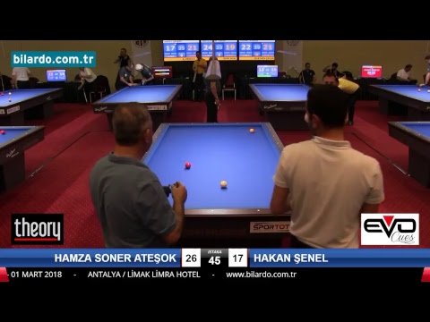 HAMZA SONER ATEŞOK & HAKAN ŞENEL Bilardo Maçı - 2018 ERKEKLER 1.ETAP-1. Ön Eleme