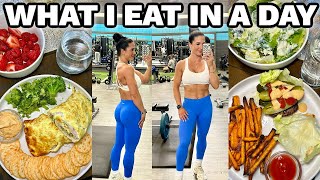WHAT I EAT IN A DAY🔥 | calorie deficit tips for success + booty builder workout *fitness vlog*