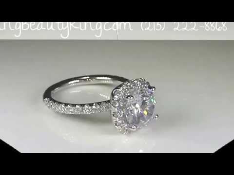 Halo Engagement Ring With Pave Diamond Band