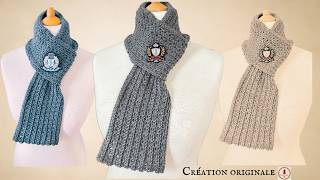 🎁🧶POUR LUI, POUR ELLE écharpe crochet express "Oxford"