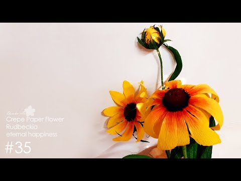 Crepe paper flower "Rudbeckia" Making tutorial, n.35 | DIY | Healing