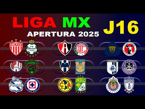 DATES, TIMES, AND CHANNELS FOR MATCHDAY 16 OF THE 2025 LIGA MX APERTURA