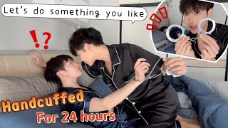 Handcuffed Together For 24 Hours🔗 How to change clothes?!  Cute Gay Couple Challenge🤣