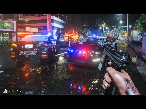 ⁴ᴷ⁶⁰ GTA 6 PS5 Graphics! Heist & Police Chase Action Gameplay! Ray Tracing Graphics / GTA V Mod
