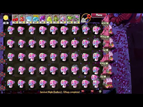 Plants vs. Zombies PAK ValenbrainZ:Can only Illusion-Mushroom Survive Vs All 9999 Zombies coming out