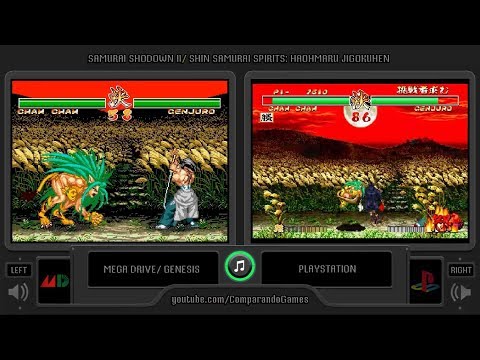 Samurai Shodown II (Mega Drive vs Playstation) Side by Side Comparison (Shin Samurai Spirits II)