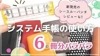 【システム手帳の使い方】6冊分の中身をパラパラします✨|ミニ6・M5・バイブルの書き方アイデアなど|新発売のシースルパンチレビューも❣️