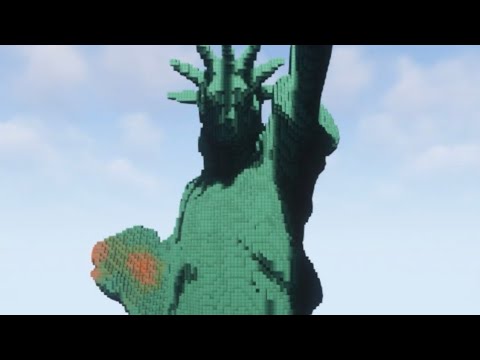 Sculpting the Statue of Liberty in Minecraft