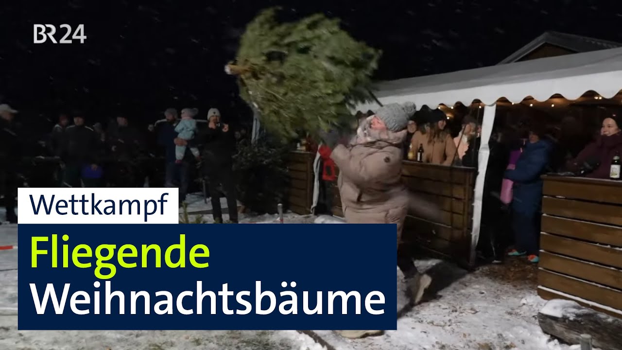 Christbaum-Weitwurf: Fliegende Weihnachtsbäume in Eichenried | Abendschau | BR24
