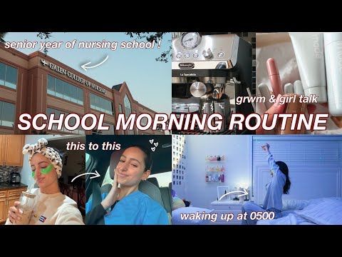 5:00 AM NURSING SCHOOL MORNING ROUTINE // grwm, senior season, skin care routine, & more! 🎀