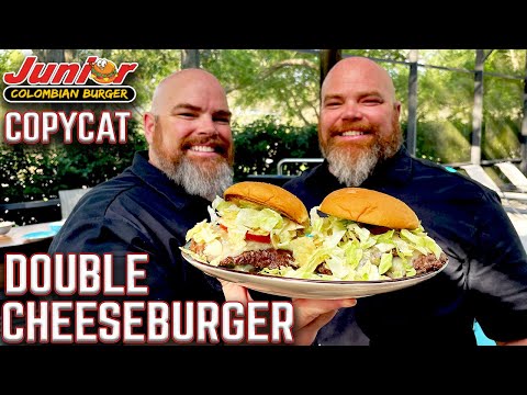 JUNIOR COLOMBIAN DOUBLE CHEESE BURGER COPYCAT ON THE GRIDDLE! SMASH BURGERS ON THE ULTIMATE GRIDDLE