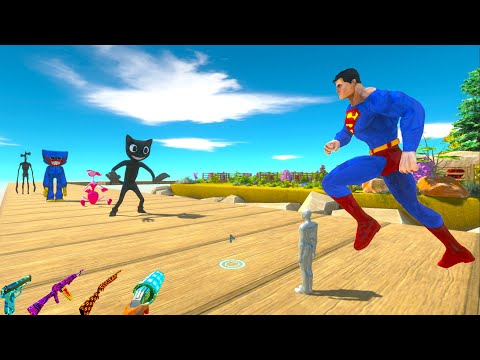 SUPER MAN and FPS AVATAR RESCUE MISSION DEATH RUN - Animal Revolt Battle Simulator