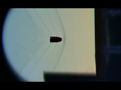 Bow And Oblique Shock Wave Reflection Off Target High Speed Slow Motion Schlieren