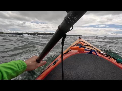 Paddling the Perception kayak Acadia in rough sea