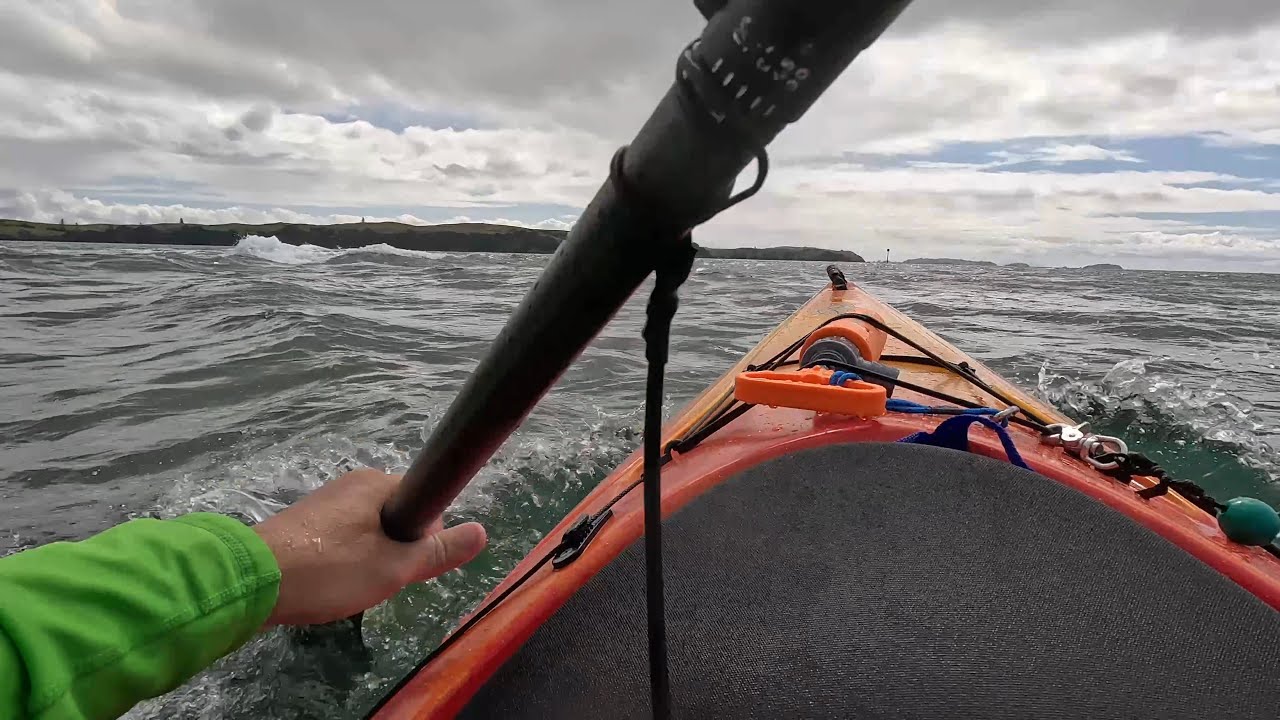 Paddling the Perception kayak Acadia in rough sea