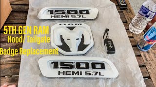 5th Gen Ram Color Matched Emblems Installed / Removal Process for Hood & Tailgate.