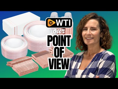 GATHER 350pcs Rose Gold Plastic Plates - Disposable Rose Gold Dinnerware Includes 100 Clear Rose Golds Rimmed Plastic Plates - WTI product video review