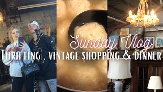 Vlog: Home decor |Thrifting haul, vintage shopping and dinner idea!