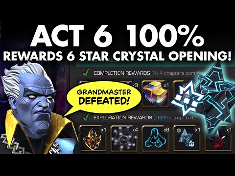 Act 6 100% Rewards & 6 Star Crystal Opening! - Marvel Contest of Champions